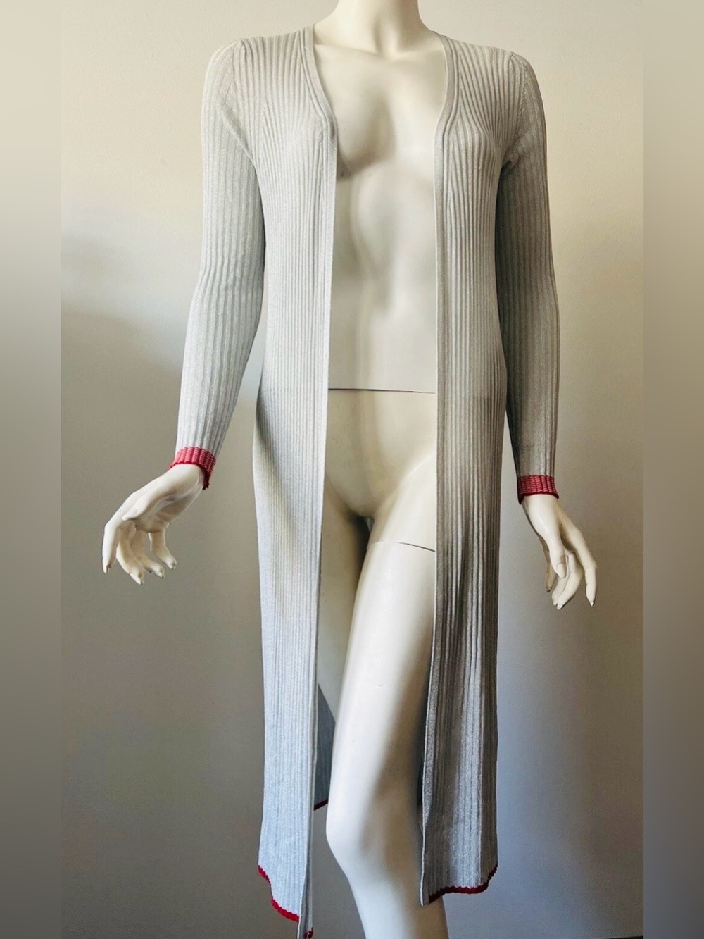 Rag & bone Metallic Ribbed Knit Duster Cardigan XS